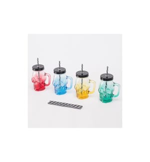 RELAXDAYS - Verres tête de mort avec anse 500 ml, 4 pièces