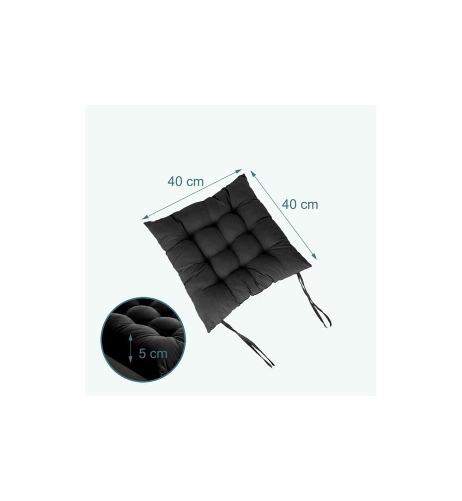 RELAXDAYS - Stuhlauflage 40 x 40 cm, Schwarz, 4 Stück