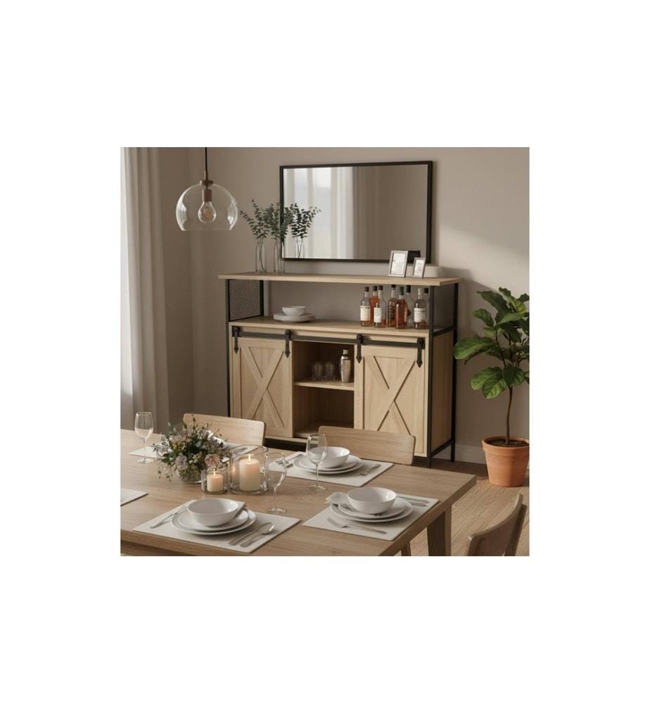 RELAXDAYS - Buffet 80 x 100 x 33 cm brun clair/noir