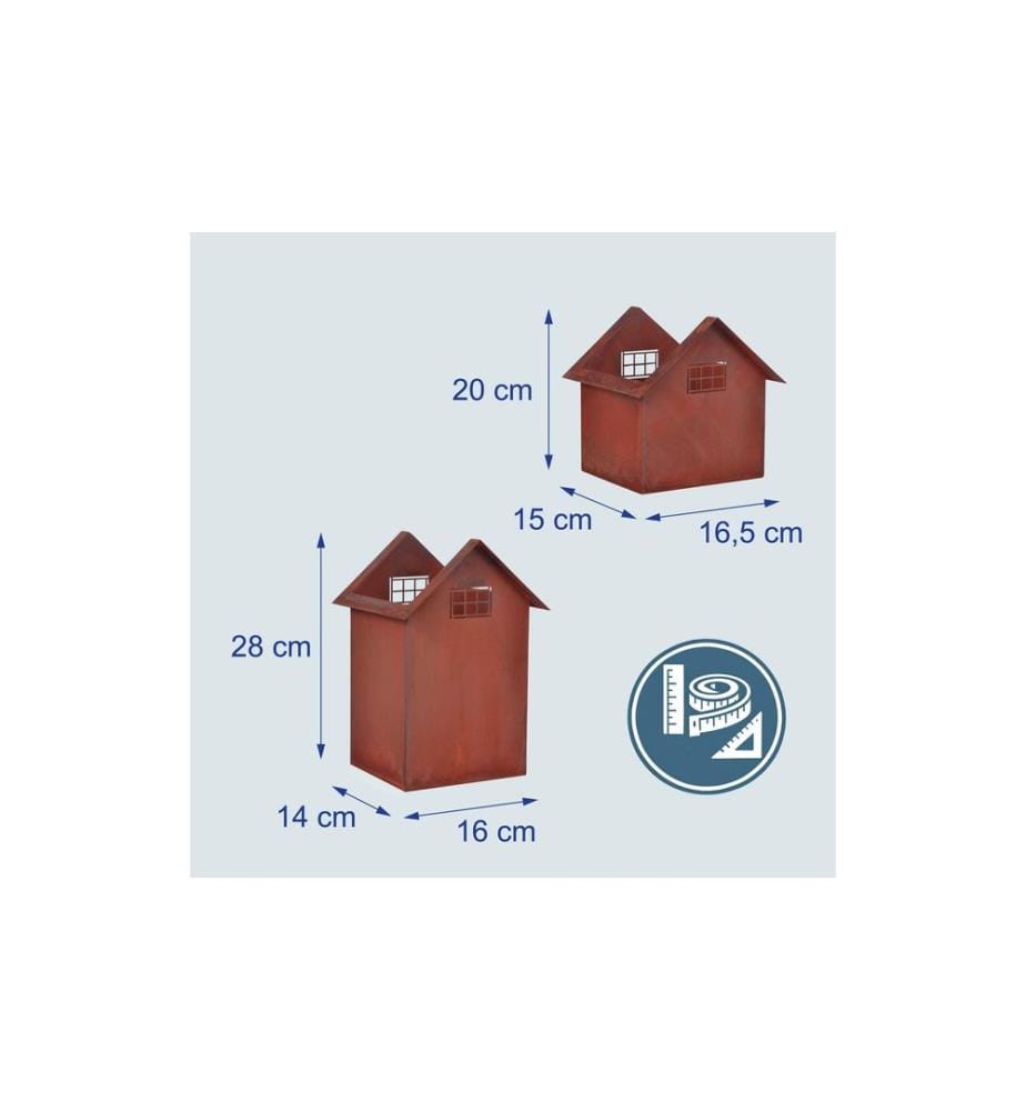 RELAXDAYS - Pflanzentopf Haus, Rostbraun, 2er Set