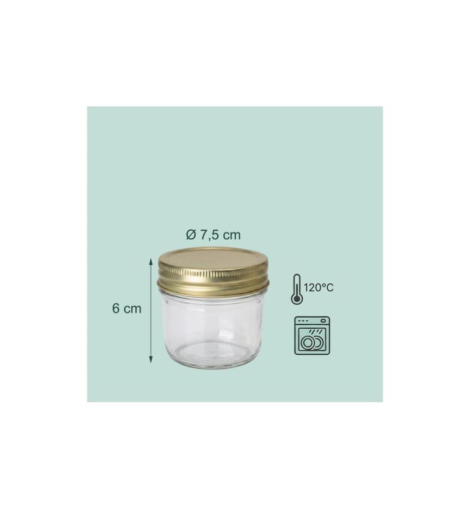 RELAXDAYS - Einmachglas mit Deckel Gold 120 ml, 50 Stück