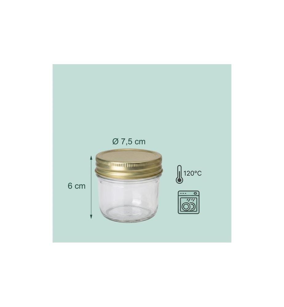 RELAXDAYS - Einmachglas mit Deckel Gold 120 ml, 25 Stück