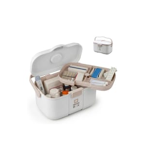 RELAXDAYS - Medizinbox aus Kunststoff Beige/Weiss 17 x 28 x 18 cm