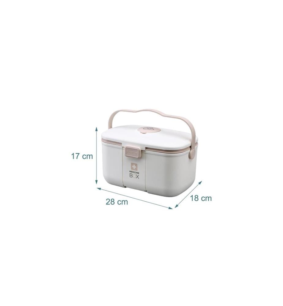 RELAXDAYS - Medizinbox aus Kunststoff Beige/Weiss 17 x 28 x 18 cm