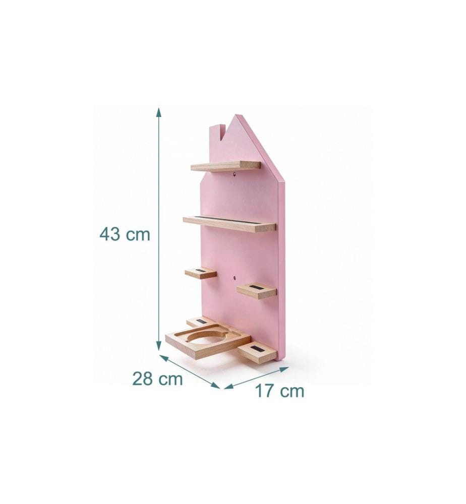 RELAXDAYS - Étagère pour enfants Maison, MDF / bois de pin, rose / marron clair