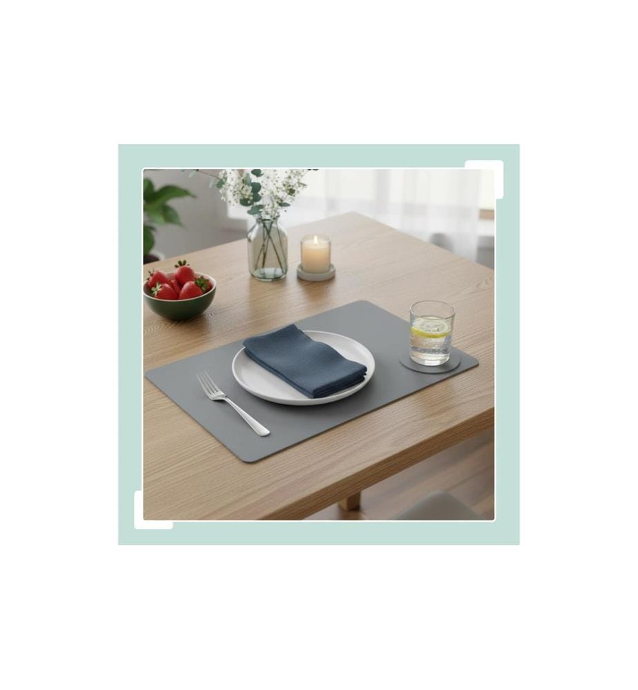 RELAXDAYS - Set de table Sets de table 43 x 30 cm, gris / vert, 12 pièces