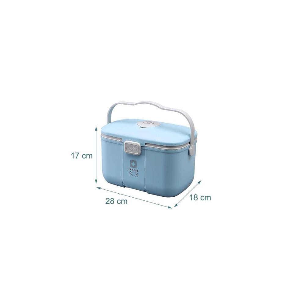 RELAXDAYS - Medizinbox aus Kunststoff Grau/Hellblau 17 x 28 x 18 cm