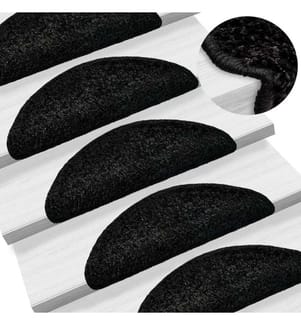 Stufenmatten 15 Stk. 56x17x3 cm Schwarz Halbrund