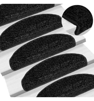 Stufenmatten 15 Stk. 65x21x4 cm Schwarz Halbrund Gross