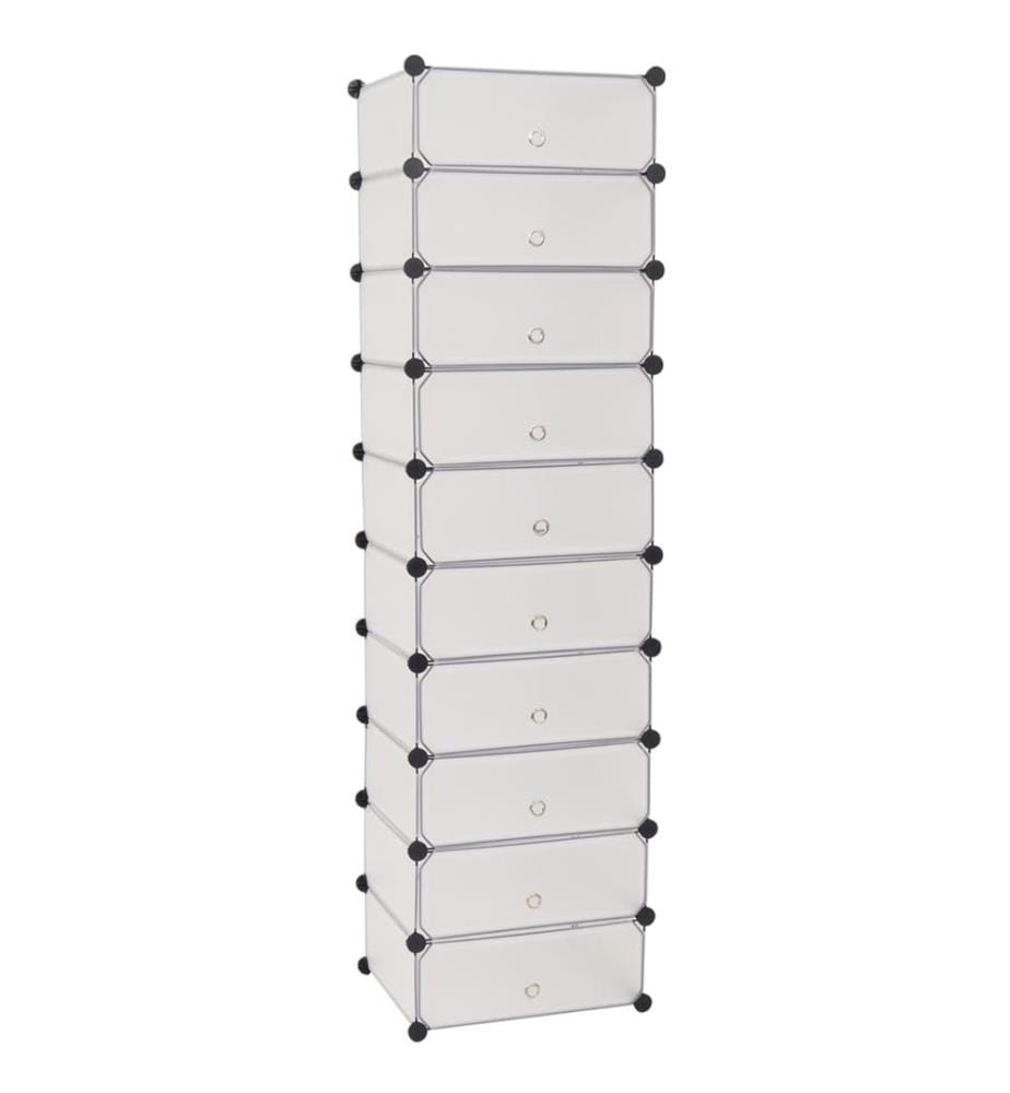 Schuh-Organizer Zusammenklappbar mit 10 Fächern Weiss