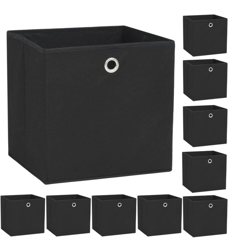 Aufbewahrungsboxen 10 Stk. Vliesstoff 32 x 32 x 32 cm Schwarz
