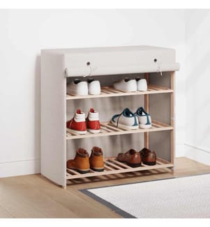 Schuhschrank mit Abdeckung Weiss 79 x 40 x 80 cm Stoff