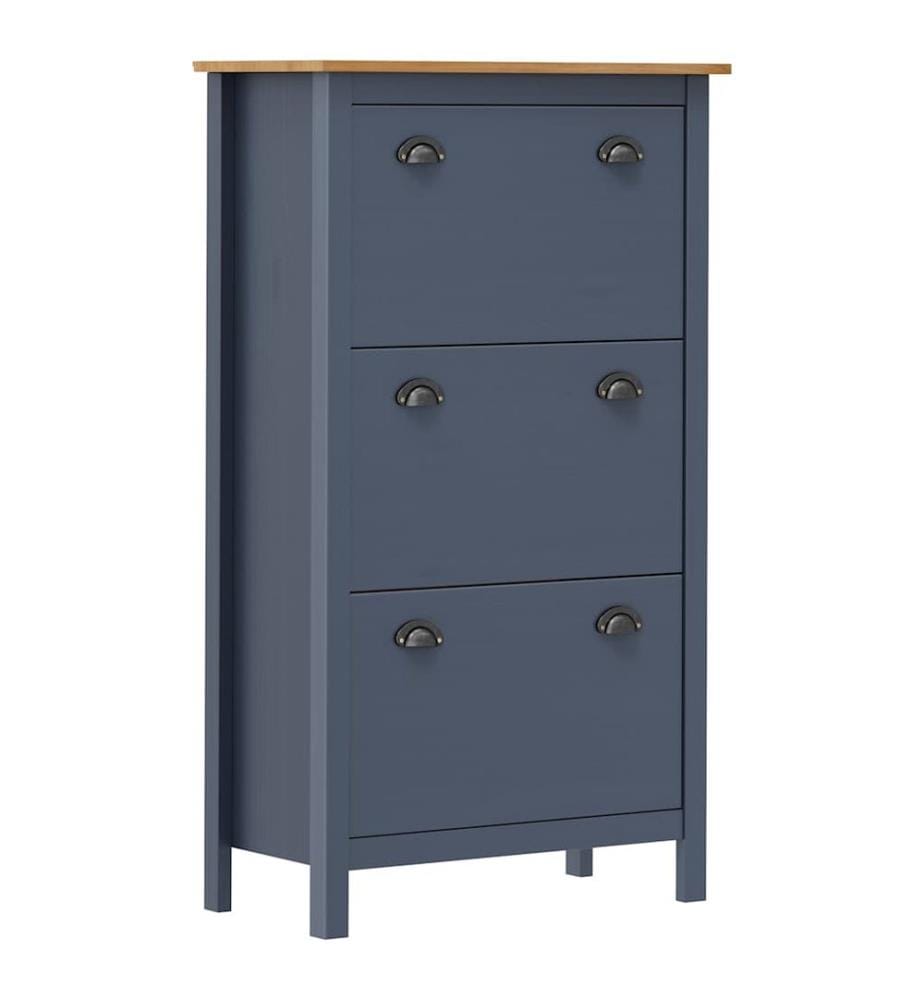 Schuhschrank Hill Grau 72x35x124 cm Massivholz Kiefer