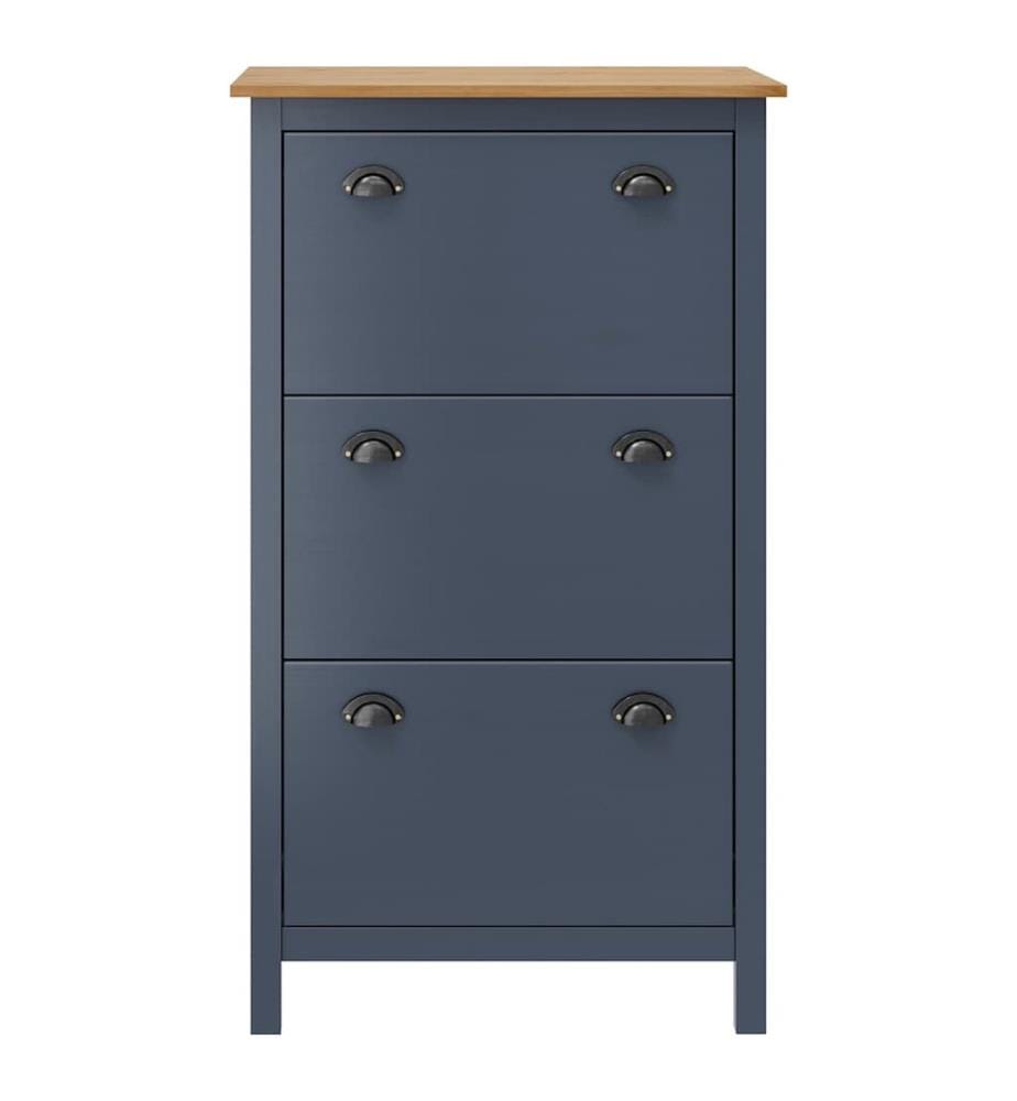 Schuhschrank Hill Grau 72x35x124 cm Massivholz Kiefer