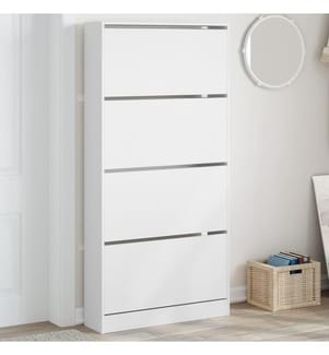 Schuhschrank mit 4 Klappen Weiss 80x21x163,5 cm