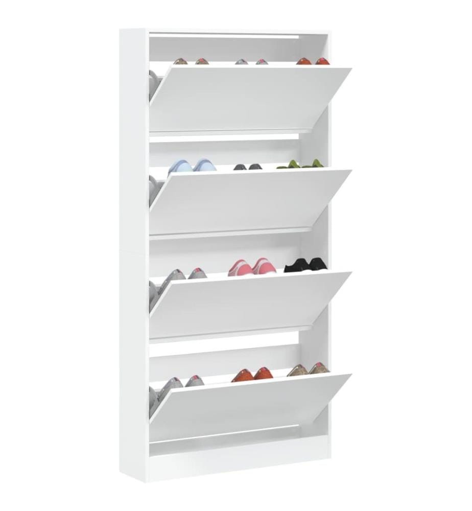 Schuhschrank mit 4 Klappen Weiss 80x21x163,5 cm
