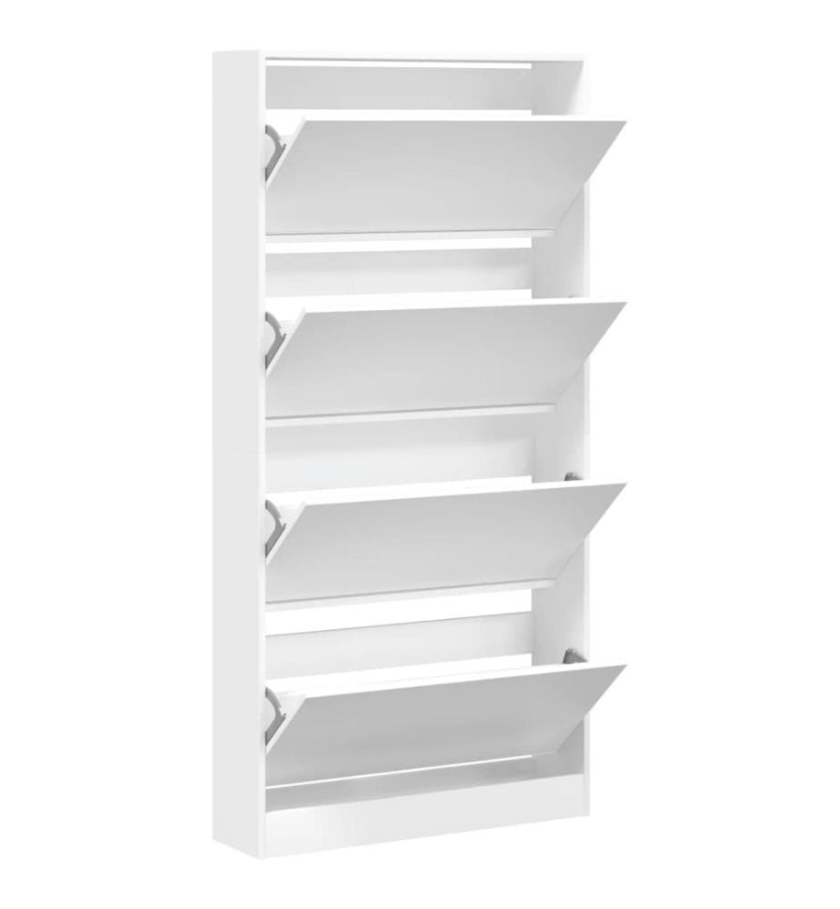 Schuhschrank mit 4 Klappen Weiss 80x21x163,5 cm