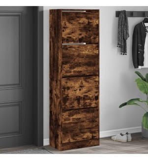 Schuhschrank mit 4 Klappen Räuchereiche 60x34x187,5 cm