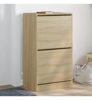 Schuhschrank mit 2 Klappen Sonoma-Eiche 60x42x108 cm