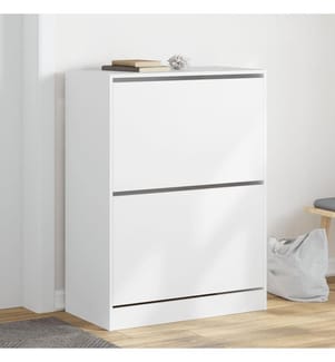 Schuhschrank mit 2 Klappen Weiss 80x42x108 cm