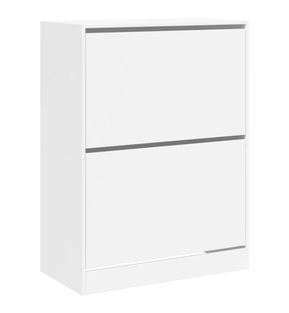 Schuhschrank mit 2 Klappen Weiss 80x42x108 cm