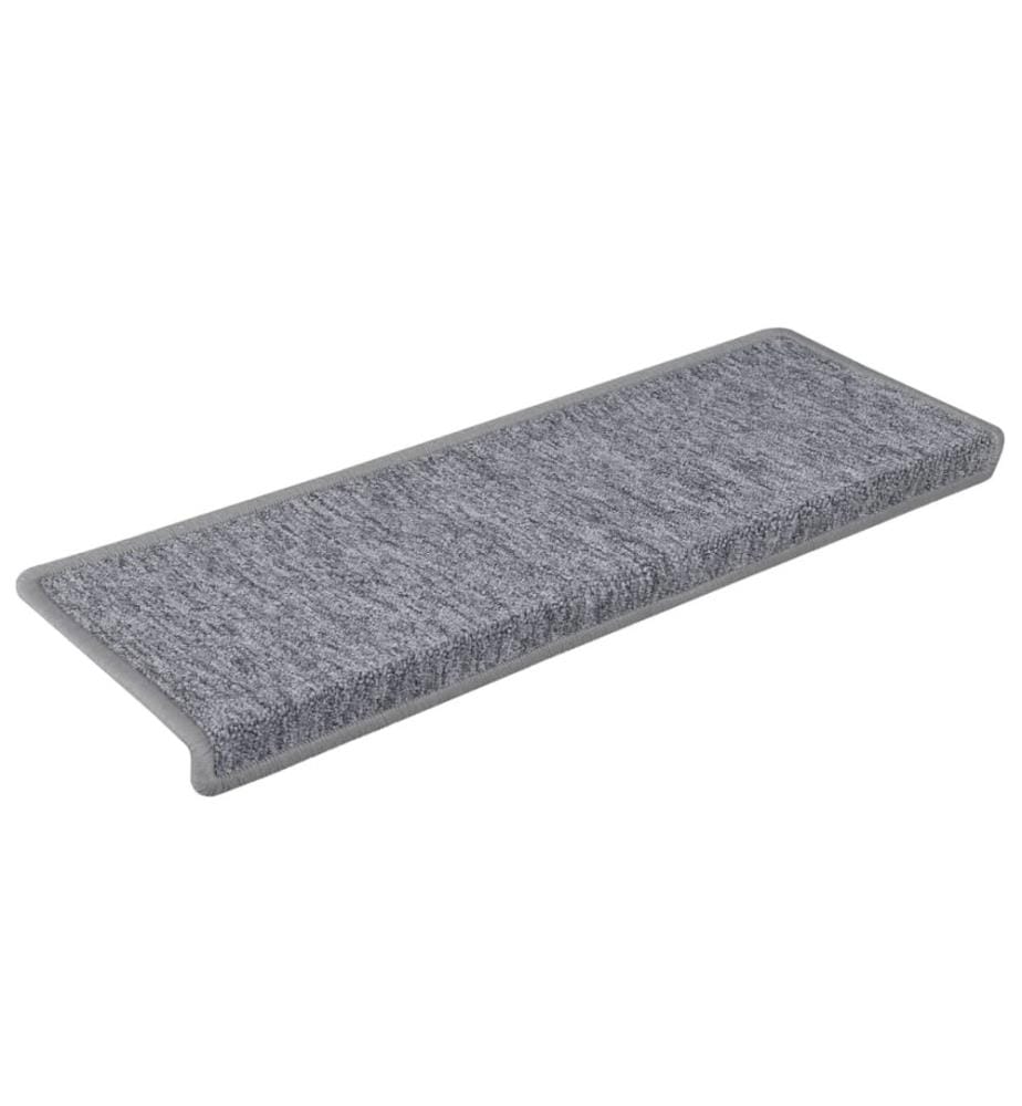 Tapis d'escalier 15 pièces 65 x 21 x 4 cm Gris clair Bord rectangulaire