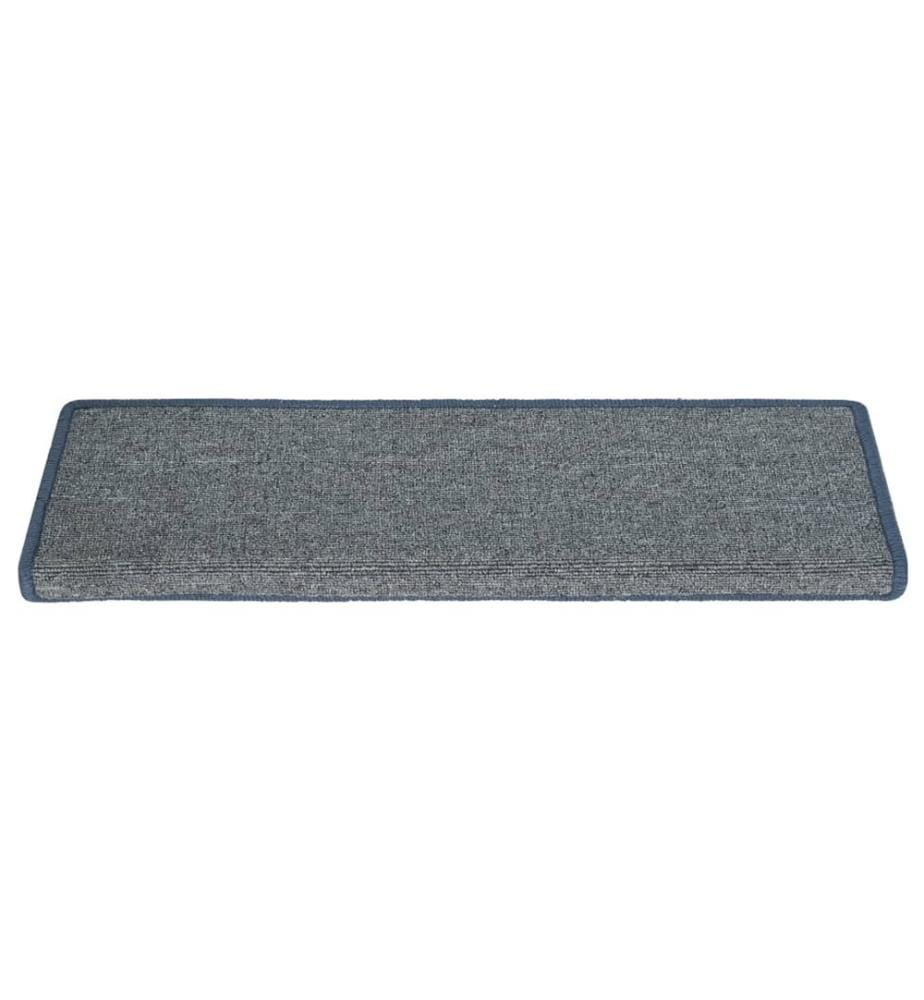 Tapis d'escalier 15 pièces 65 x 21 x 4 cm Gris clair et bleu Bord rectangulaire