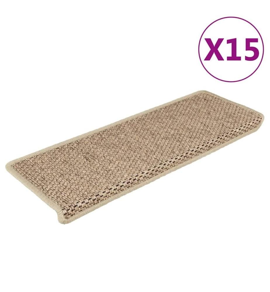Treppenmatten Selbstklebend Sisal-Optik 15 Stk. 65x21x4 cm Sand
