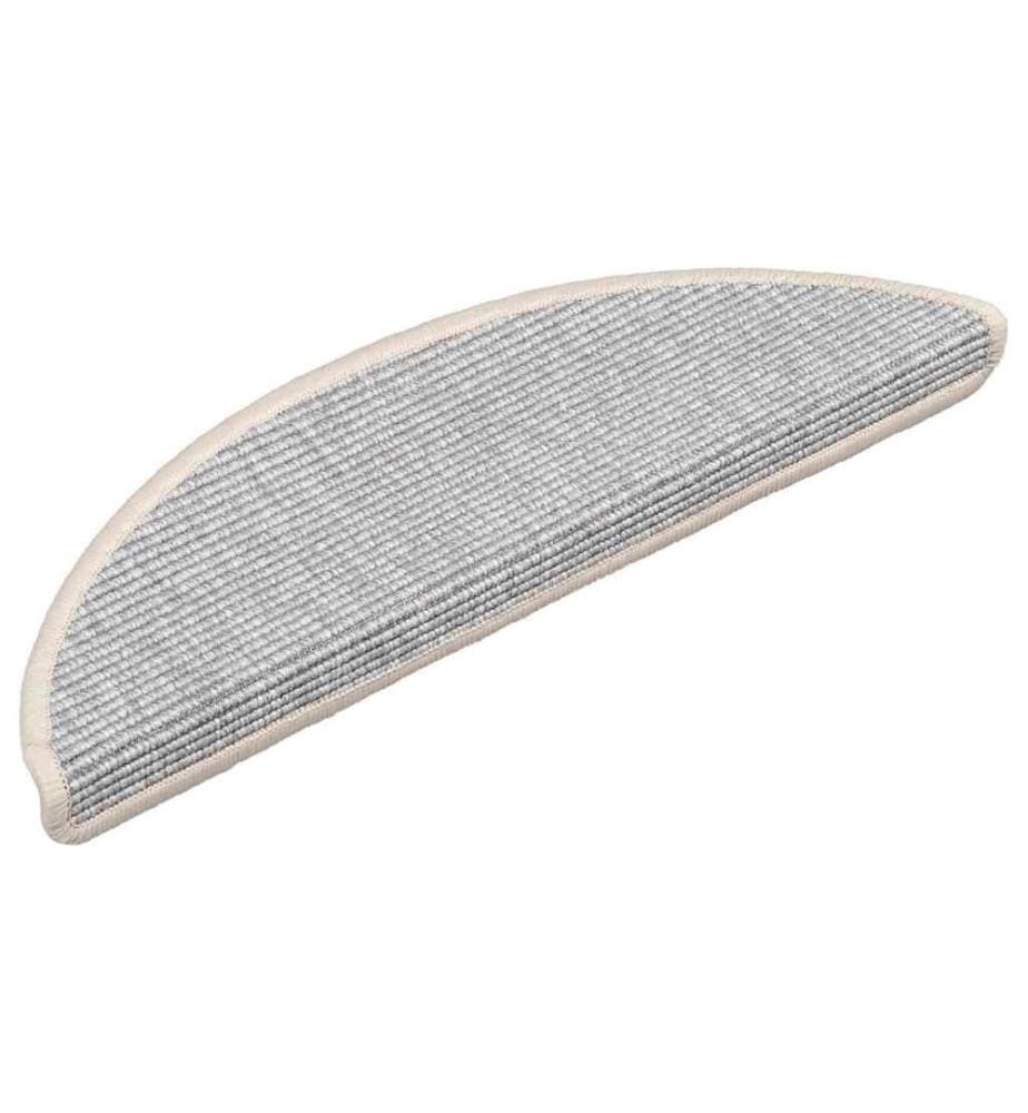 Tapis d'escalier 15 pièces 56 x 17 x 3 cm Argent Demi-rond