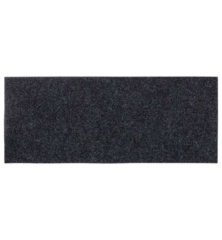 Tapis d'escalier autocollants 15 pièces 60 x 25 cm Gris Rectangulaire