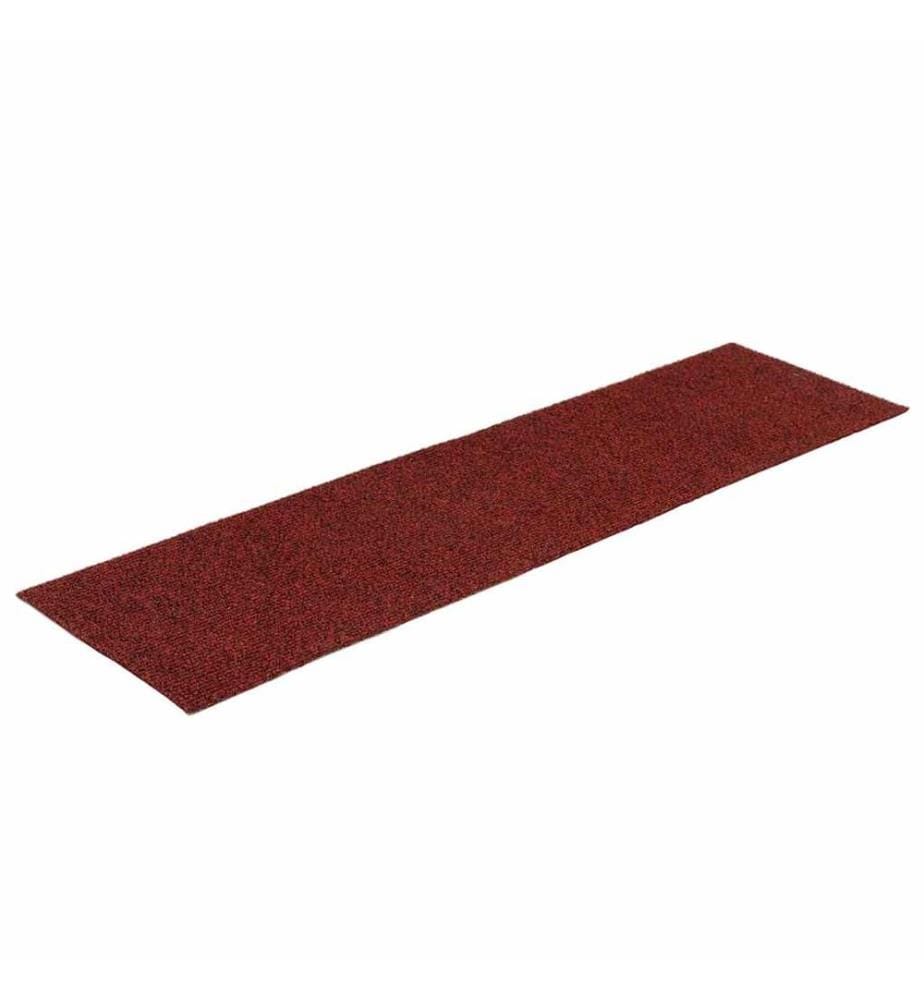 Tapis d'escalier autocollants 15 pièces 76 x 20 cm Rouge bordeaux Rectangulaire
