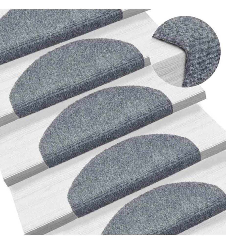 Tapis d'escalier autocollants 30 pièces 65 x 21 x 4 cm Gris clair Demi-rond Grand