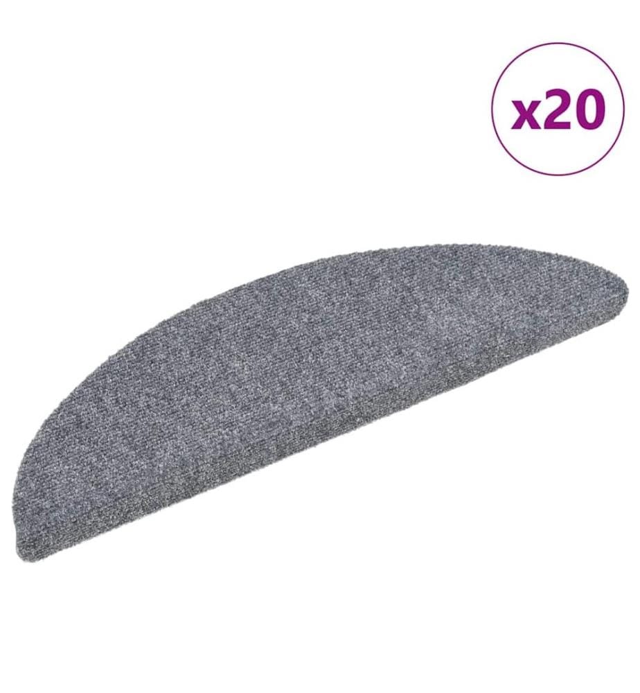 Tapis d'escalier autocollants 20 pièces 56 x 17 x 3 cm Gris clair Demi-rond