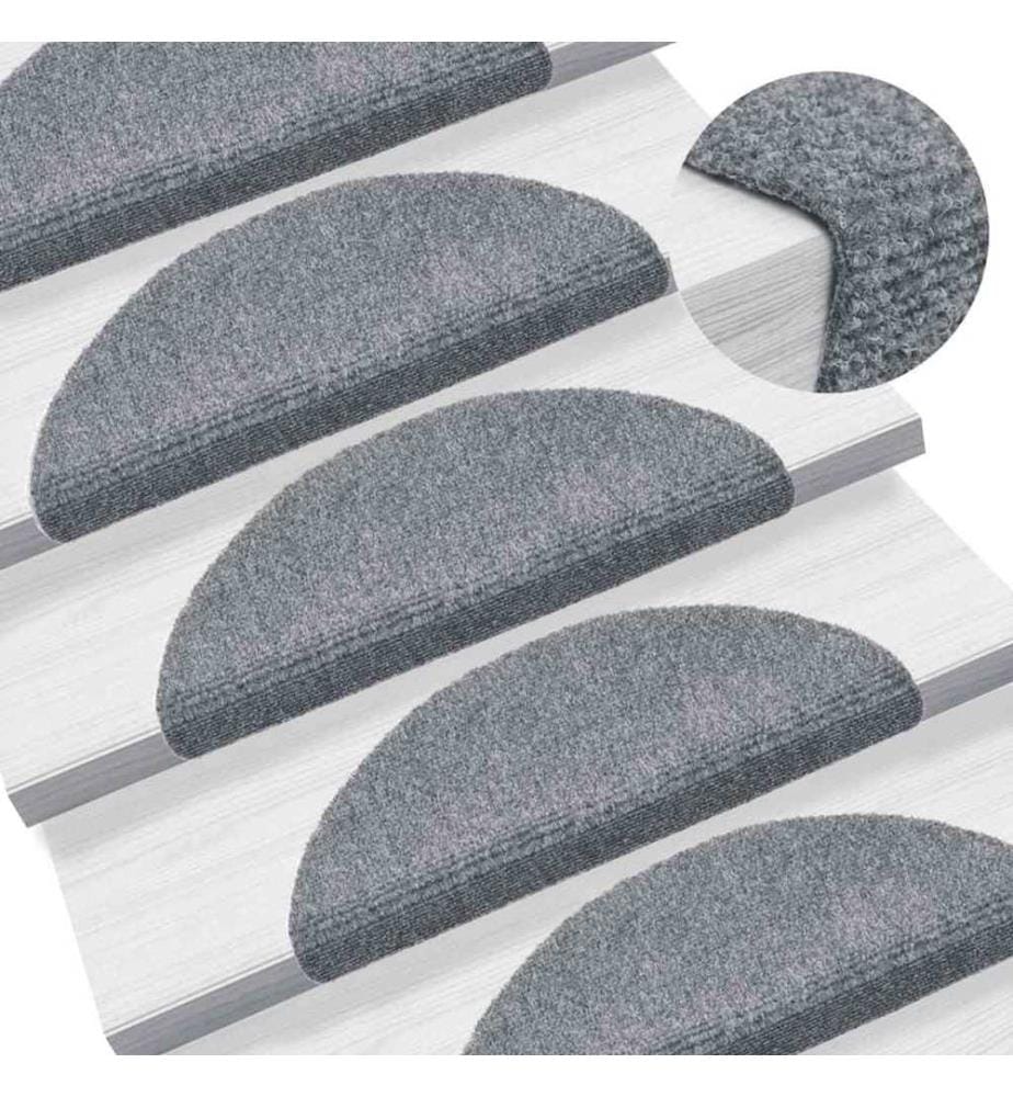 Tapis d'escalier autocollants 20 pièces 56 x 17 x 3 cm Gris clair Demi-rond