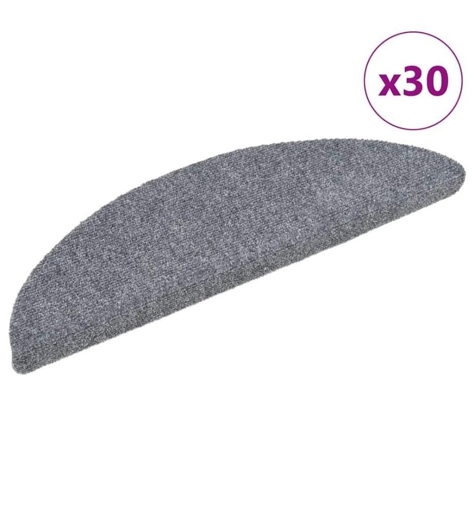 Tapis d'escalier autocollants 30 pièces 56 x 17 x 3 cm Gris clair Demi-rond