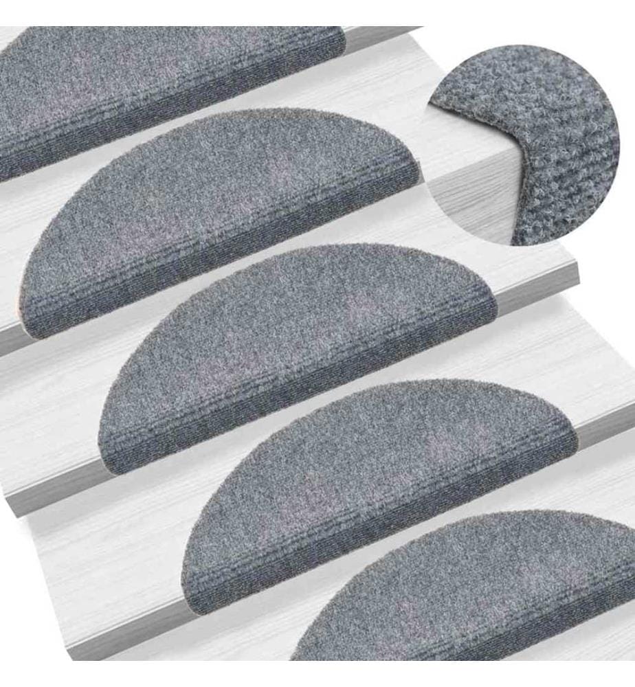 Tapis d'escalier autocollants 30 pièces 56 x 17 x 3 cm Gris clair Demi-rond