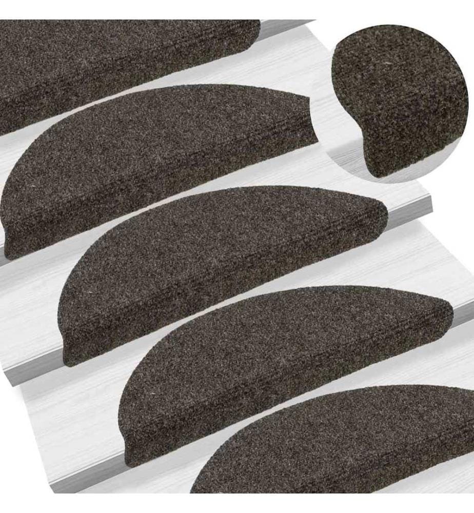Tapis d'escalier autocollants 30 pièces 56 x 17 x 3 cm Anthracite Demi-rond