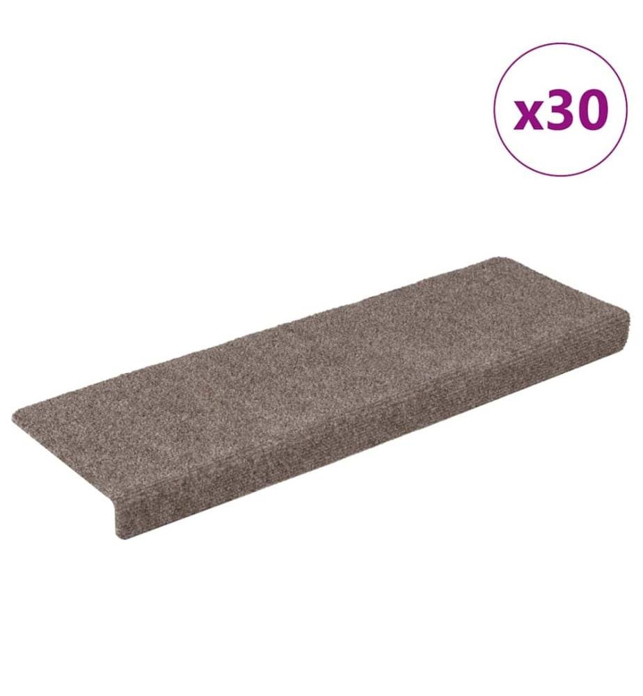 Tapis d'escalier autocollants 30 pièces 65 x 21 x 4 cm Beige Bord rectangulaire