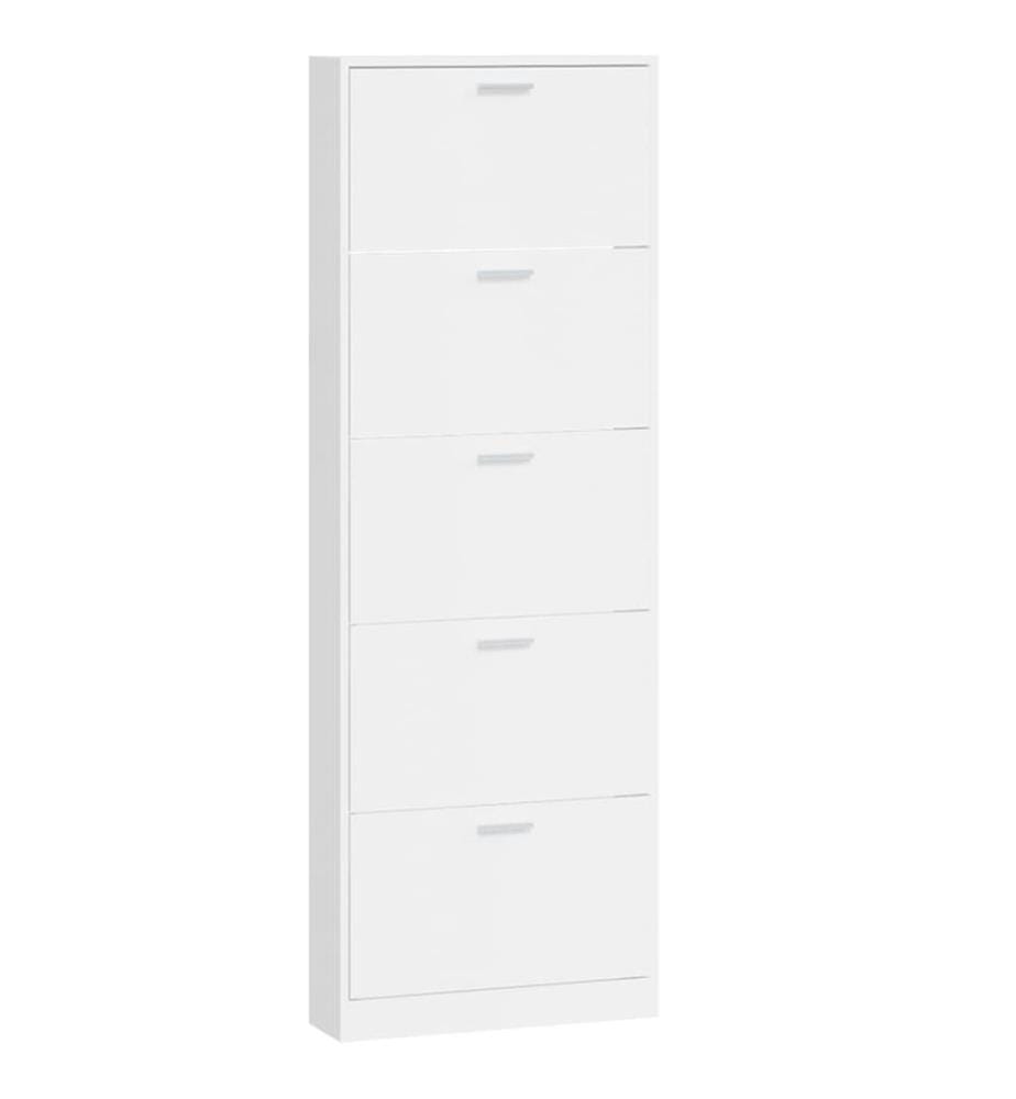 Schuhschrank Hochglanz-Weiss 59x17x169 cm Holzwerkstoff