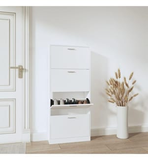 Schuhschrank Weiss 59x17x150 cm Holzwerkstoff