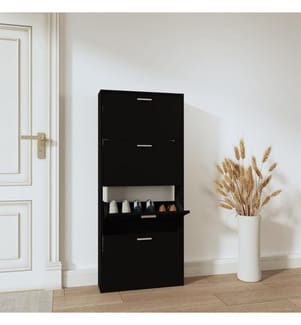 Schuhschrank Schwarz 59x17x150 cm Holzwerkstoff