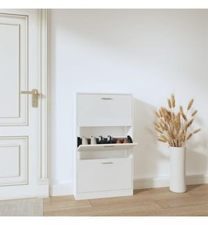 Schuhschrank Hochglanz-Weiss 59x17x108 cm Holzwerkstoff