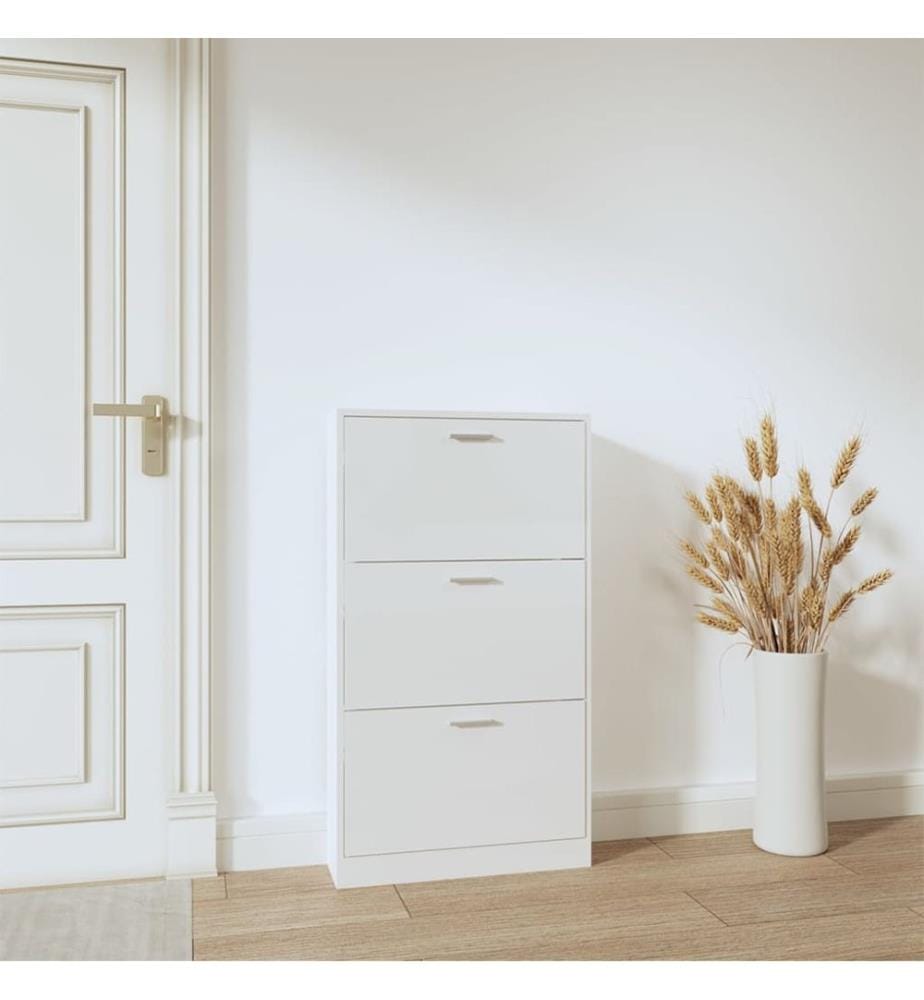 Schuhschrank Hochglanz-Weiss 59x17x108 cm Holzwerkstoff