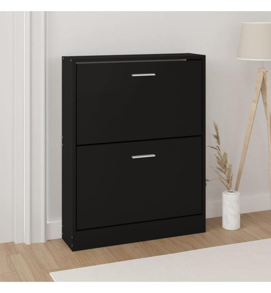 Schuhschrank Schwarz 59x17x81 cm Holzwerkstoff