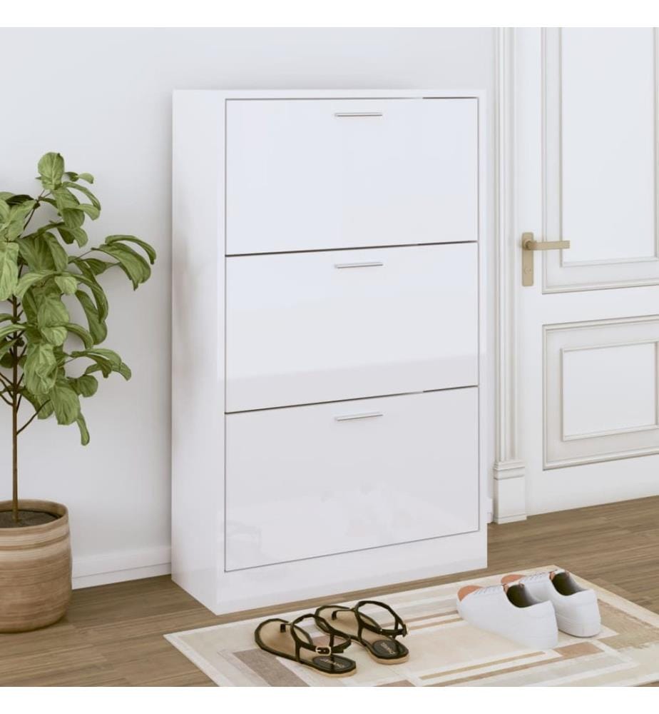 Schuhschrank Hochglanz-Weiss 63x24x103 cm Holzwerkstoff