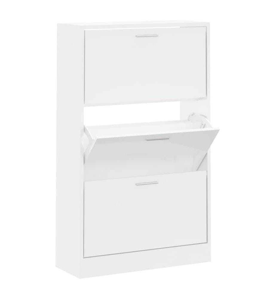 Schuhschrank Hochglanz-Weiss 63x24x103 cm Holzwerkstoff