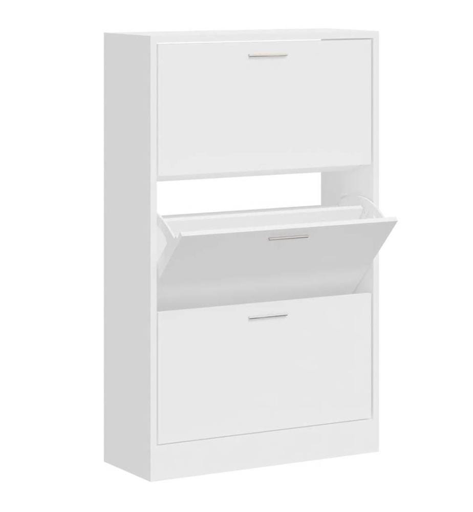 Schuhschrank Hochglanz-Weiss 63x24x103 cm Holzwerkstoff