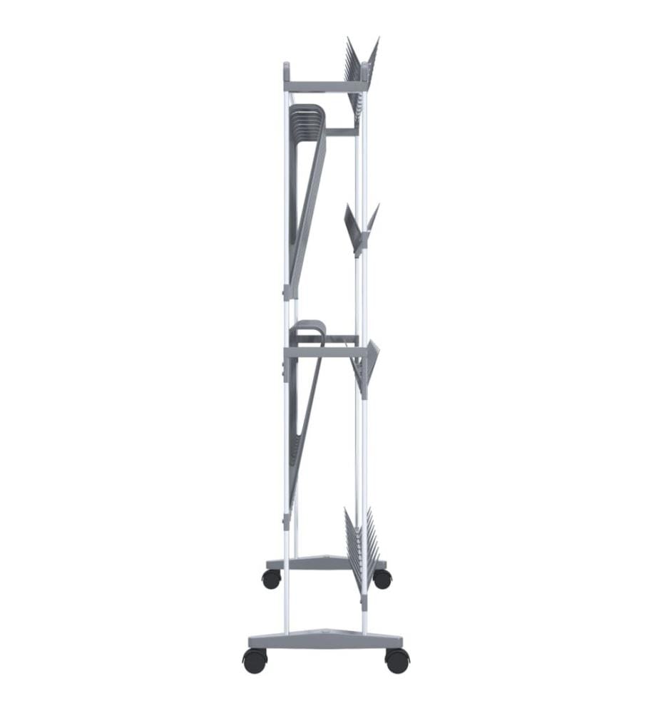 Schuhregal mit Rollen Silbern 89x27x120 cm