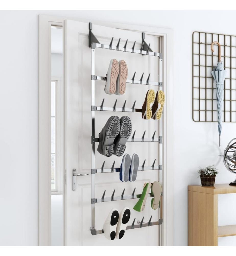 Hängender Schuhe-Organizer Silbern 66x13x139 cm