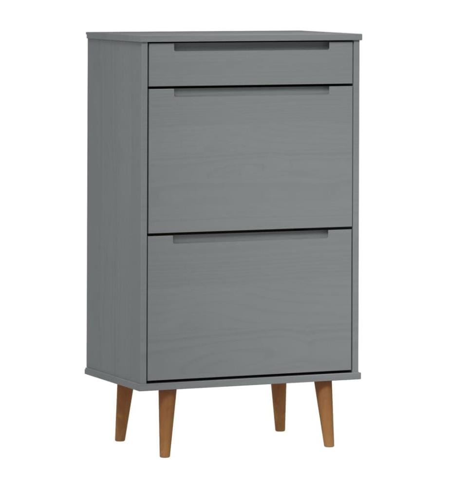 Schuhschrank MOLDE Grau 59,5x35x103 cm Massivholz Kiefer